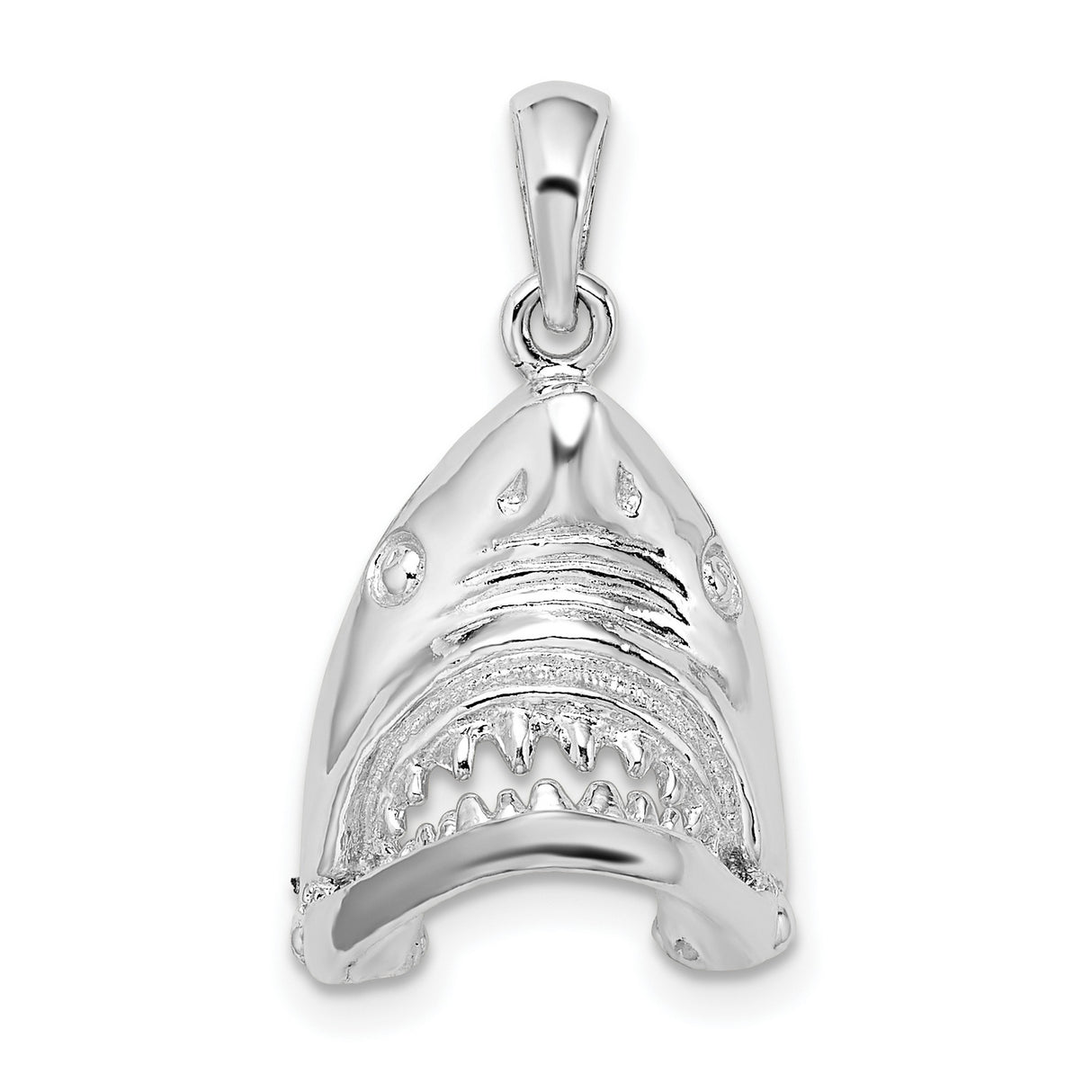 Polished Moveable Shark Head Charm Pendant in Real 925 Sterling Silver