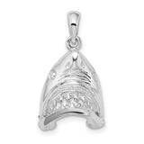 Polished Moveable Shark Head Charm Pendant in Real 925 Sterling Silver