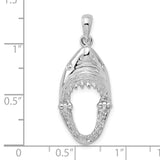 Polished Moveable Shark Head Charm Pendant in Real 925 Sterling Silver