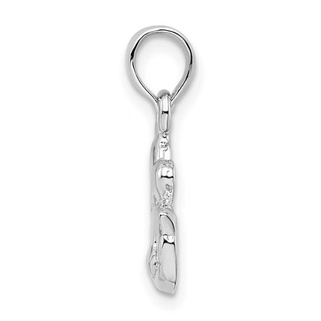 Polished I Heart My Cat Charm Pendant in Real 925 Sterling Silver
