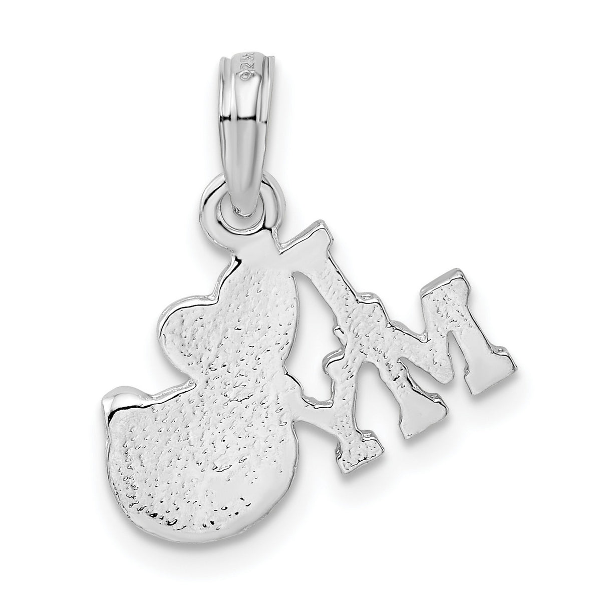 Polished I Heart My Cat Charm Pendant in Real 925 Sterling Silver