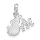 Polished I Heart My Cat Charm Pendant in Real 925 Sterling Silver
