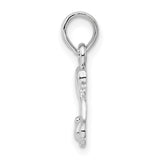 Sterling Silver Dog Pendant with Cartoon Dog Face and I Love My Dog Design