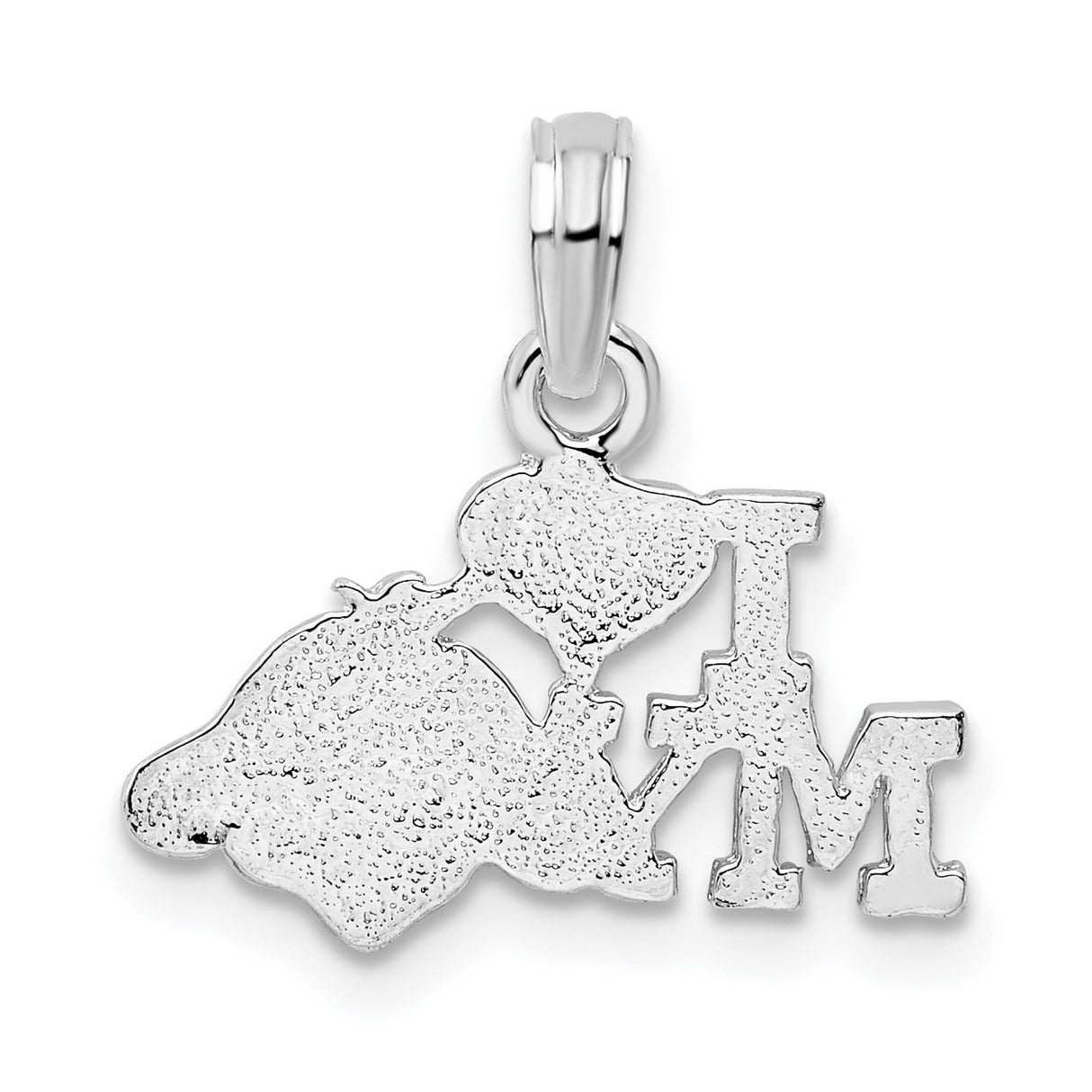 Sterling Silver Dog Pendant with Cartoon Dog Face and I Love My Dog Design