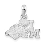 Sterling Silver Dog Pendant with Cartoon Dog Face and I Love My Dog Design