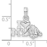 Sterling Silver Dog Pendant with Cartoon Dog Face and I Love My Dog Design