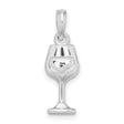 Sterling Silver Wine Glass Pendant with Heart Detail, Playful Charm for Women