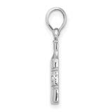 Sterling Silver Pendant Charm, Wine Bottle Design with VINO Engraving