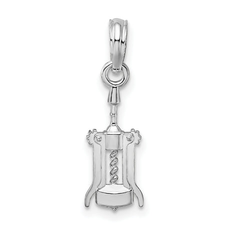 Sterling Silver Corkscrew Pendant, Wine Opener Charm, Culinary Hospitality Jewelry