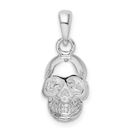 Sterling Silver Skull Pendant with Detailed Human Skull Design, Gothic Biker Style for Men