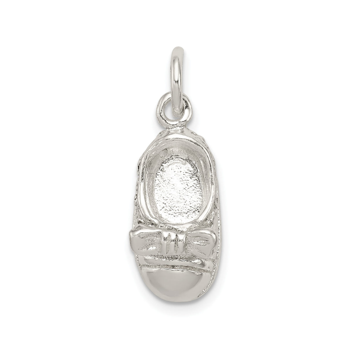 Sterling Silver Baby Shoe Charm Pendant with Bow Design, Sentimental Jewelry for Women