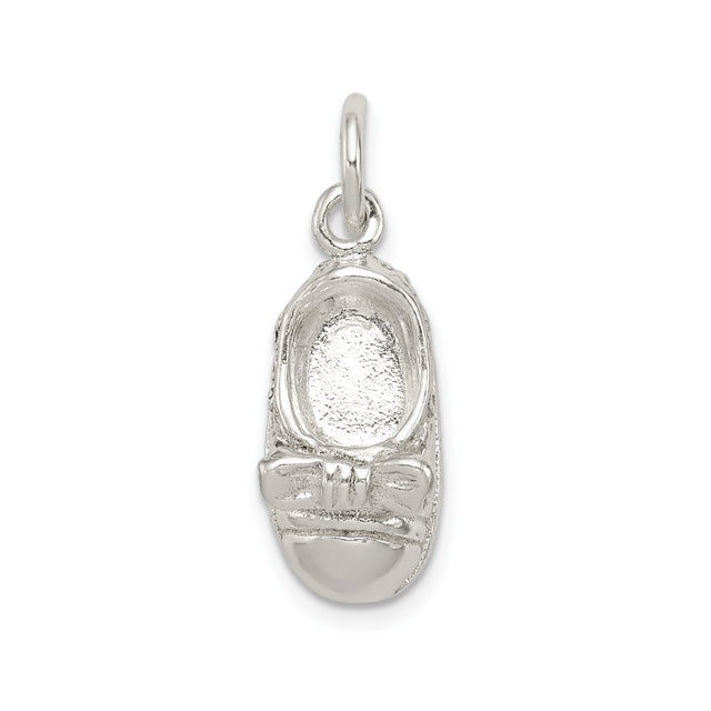 Sterling Silver Baby Shoe Charm Pendant with Bow Design, Sentimental Jewelry for Women