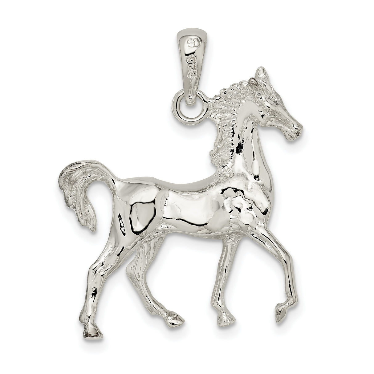 Sterling Silver Horse Pendant, 3D Prancing Horse Design, Western Style Animal Charm