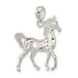 Sterling Silver Horse Pendant, 3D Prancing Horse Design, Western Style Animal Charm