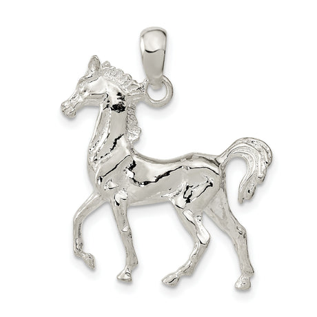 Sterling Silver Horse Pendant, 3D Prancing Horse Design, Western Style Animal Charm