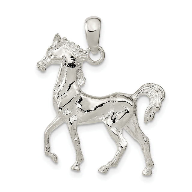 Sterling Silver Horse Pendant, 3D Prancing Horse Design, Western Style Animal Charm