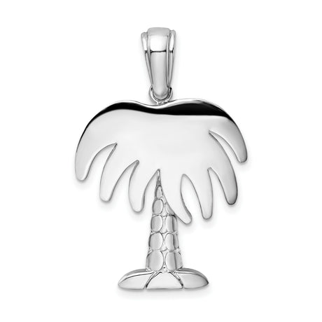 Sterling Silver Palm Tree Pendant with Textured Trunk, Tropical Island Vacation Theme