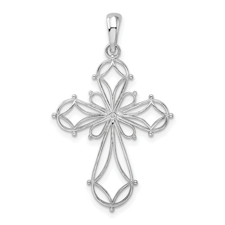 Sterling Silver Cross Pendant with Filigree Vintage Design, Unisex Religious Jewelry