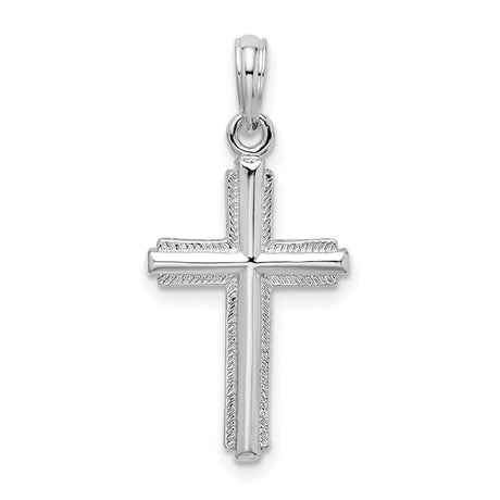 Sterling Silver Latin Cross Pendant with Rope Edge and Polished Finish