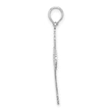 Sterling Silver Cross Pendant with Textured and Polished Detail, Filigree Accent