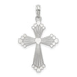 Sterling Silver Cross Pendant with Textured and Polished Detail, Filigree Accent