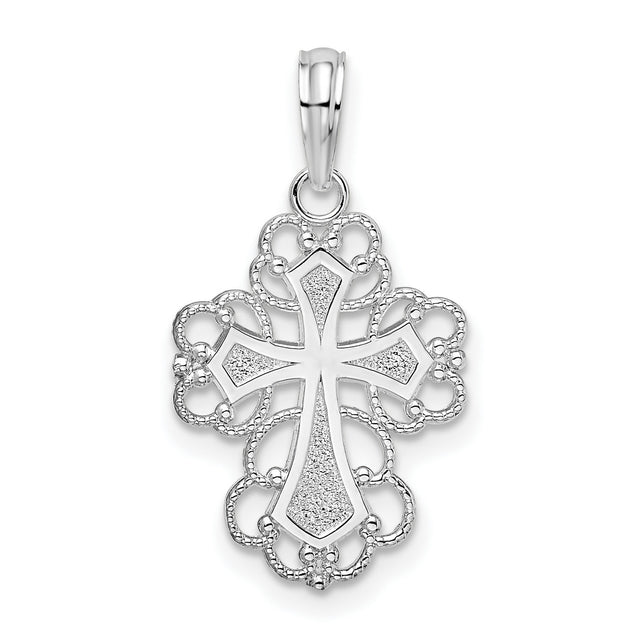 Sterling Silver Filigree Cross Pendant, Vintage Inspired Religious Charm for Men and Women