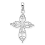 Sterling Silver Cross Pendant with Filigree Openwork Design and Vintage Faith Theme