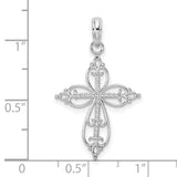Sterling Silver Cross Pendant with Filigree Openwork Design and Vintage Faith Theme