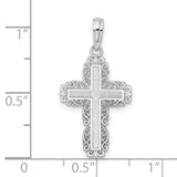 Sterling Silver Cross Pendant with Filigree and Polished Latin Design, Vintage Religious Jewelry