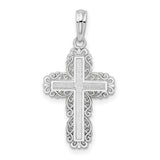 Sterling Silver Cross Pendant with Filigree and Polished Latin Design, Vintage Religious Jewelry