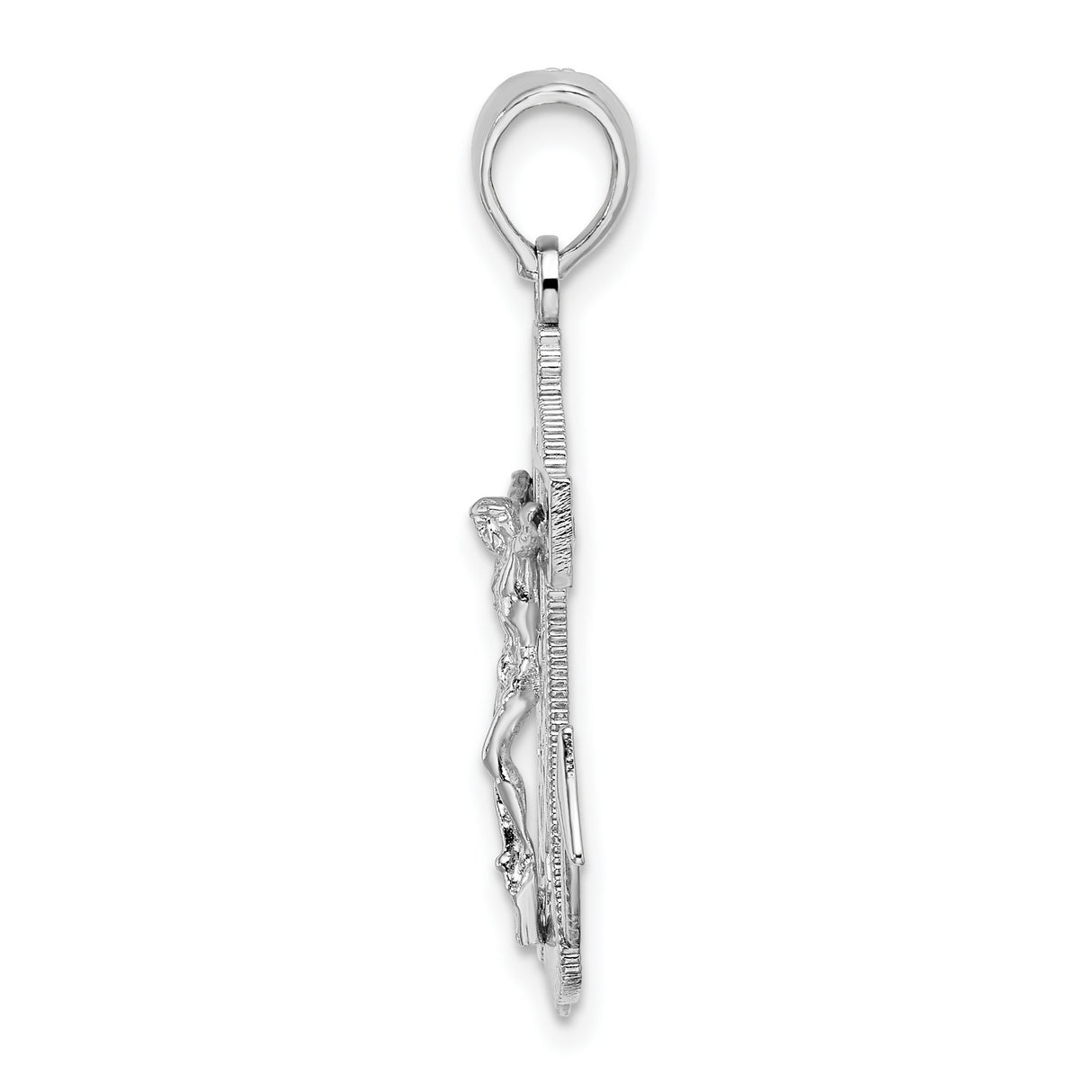 Sterling Silver Crucifix Cross Pendant with Anchor, Nautical Christian Mariner Design
