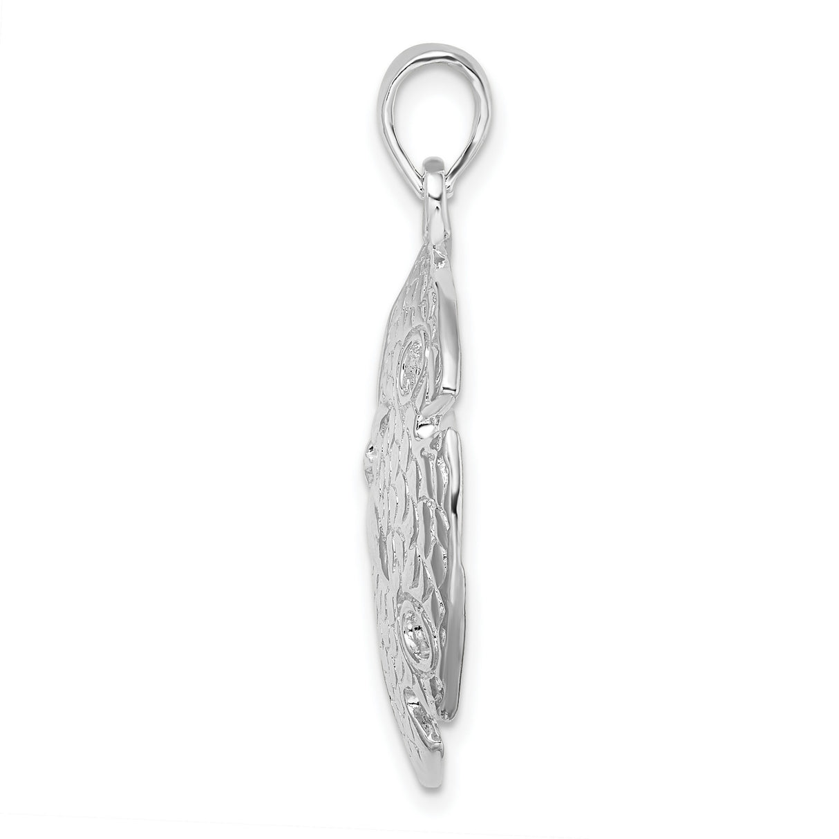 Sterling Silver Sand Dollar Pendant with Textured Ocean Star Pattern, Nautical Beach Style