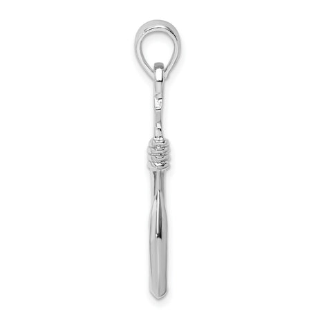 Sterling Silver Fish Hook Pendant with Rope Detail, Nautical Theme Ocean Jewelry for Men