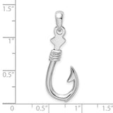 Sterling Silver Fish Hook Pendant with Rope Detail, Nautical Theme Ocean Jewelry for Men