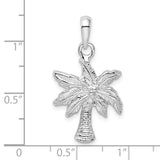 Sterling Silver Palm Tree Pendant with Tropical Leaf Detail, Island Life Charm