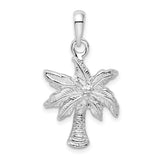 Sterling Silver Palm Tree Pendant with Tropical Leaf Detail, Island Life Charm