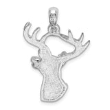 Sterling Silver Deer Head Pendant with Antlers, Rustic Wildlife Hunting Jewelry for Men