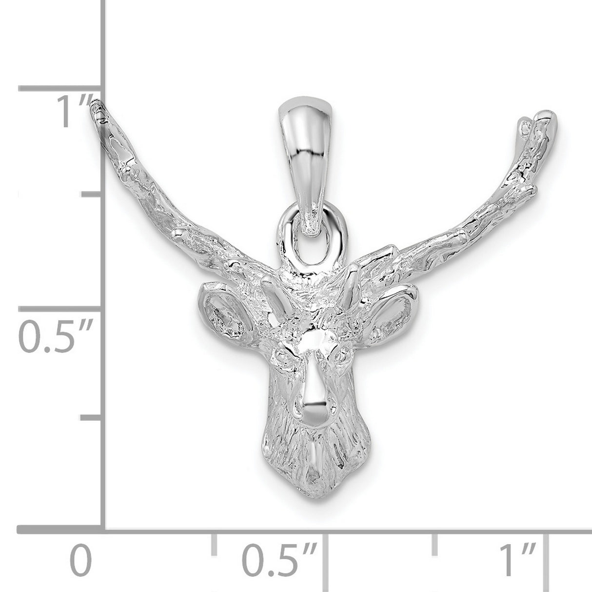 Sterling Silver Deer Head Pendant with Detailed Antlers, Rustic Stag Wildlife Jewelry for Men