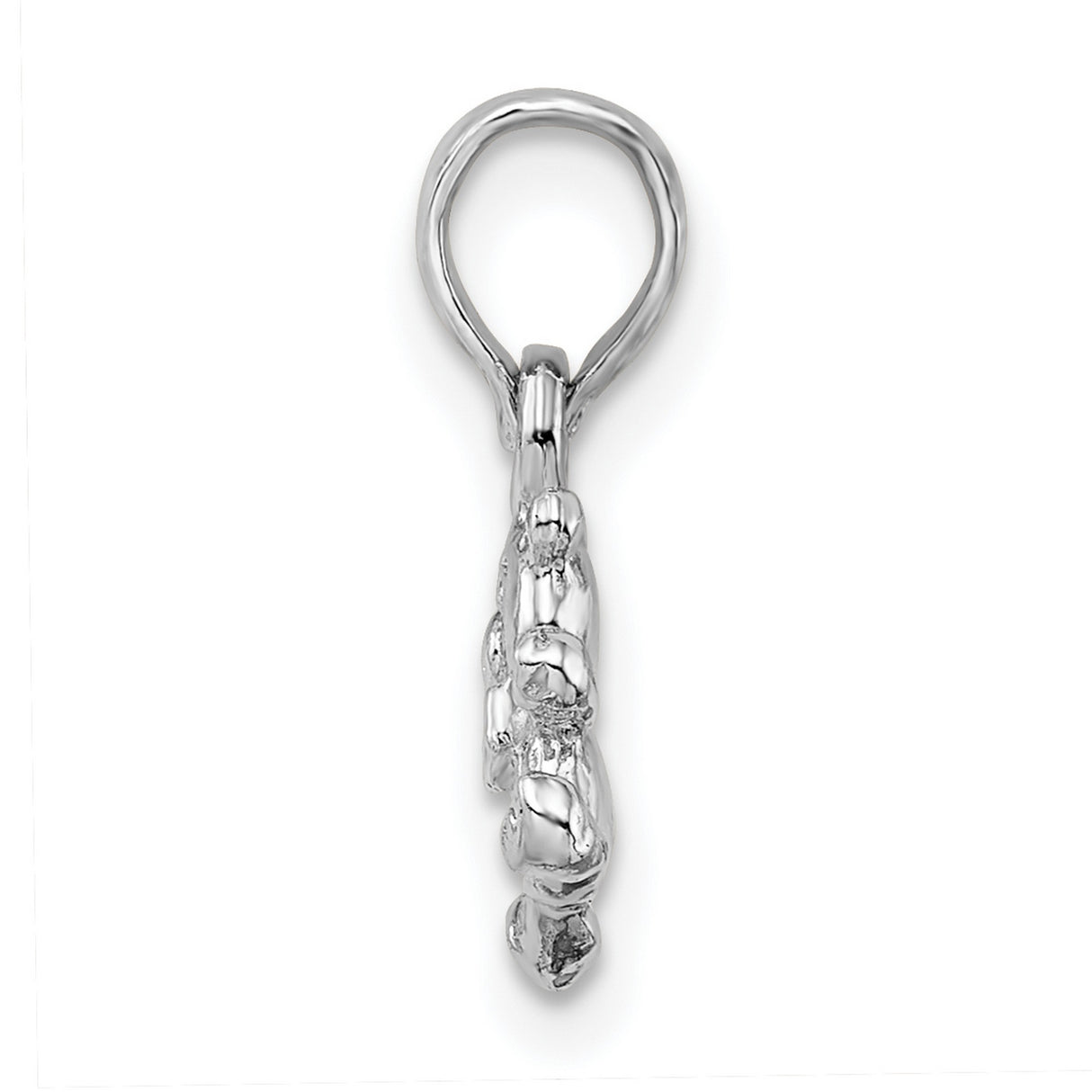 Sterling Silver Teddy Bear Pendant Charm with Bow Tie and Textured Belly, 3D Animal Design