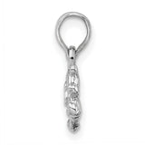 Sterling Silver Teddy Bear Pendant Charm with Bow Tie and Textured Belly, 3D Animal Design