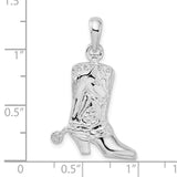 Sterling Silver Cowboy Boot Pendant with Spur and Horse Motif, Western Style Charm