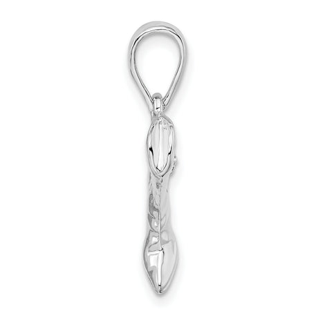 Sterling Silver Cowboy Boot Pendant with Floral Etching, 3D Western Charm