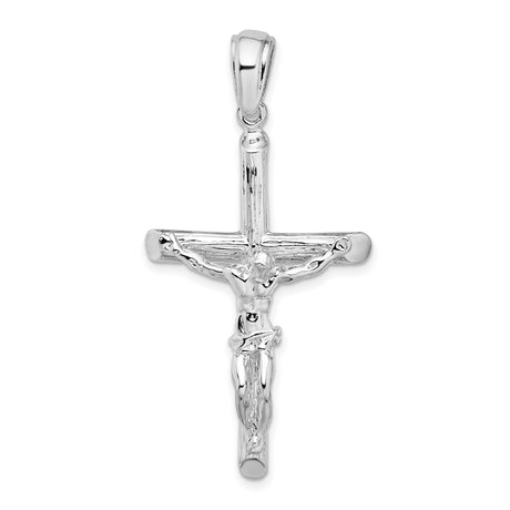 Sterling Silver Crucifix Pendant with Textured Cross Design, Christ on Cross, Religious Jewelry