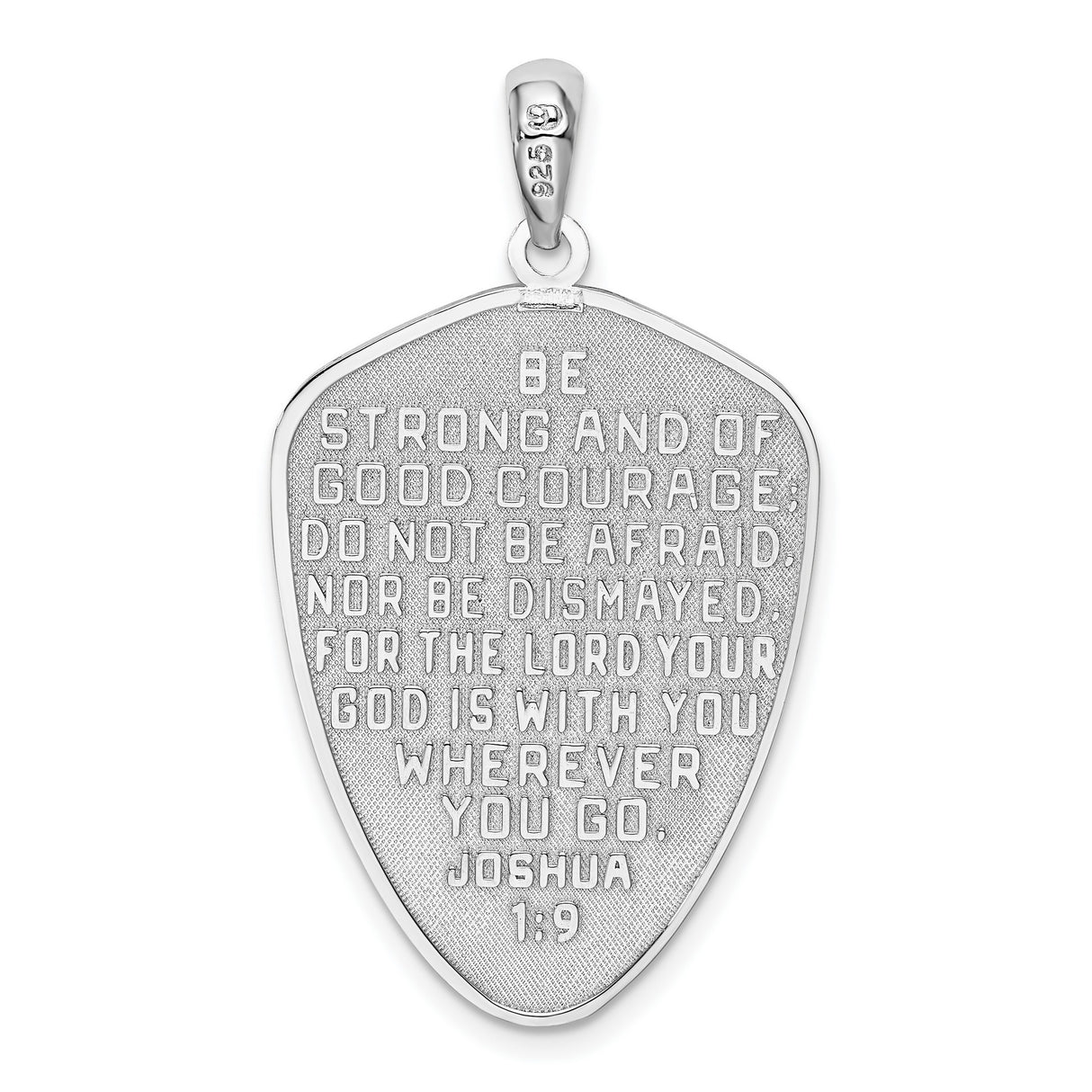 Sterling Silver Cross Pendant with Textured Armor and Shield Design, Christian Faith Jewelry