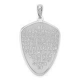 Sterling Silver Cross Pendant with Textured Armor and Shield Design, Christian Faith Jewelry