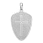 Sterling Silver Cross Pendant with Textured Armor and Shield Design, Christian Faith Jewelry