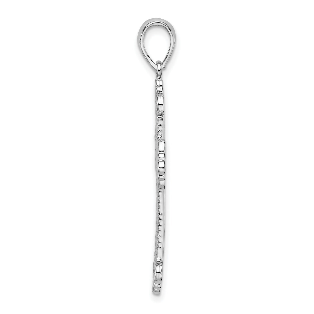 Sterling Silver Cross Pendant with Rope Edge, Lace Detail, and Fleur-de-Lis Design