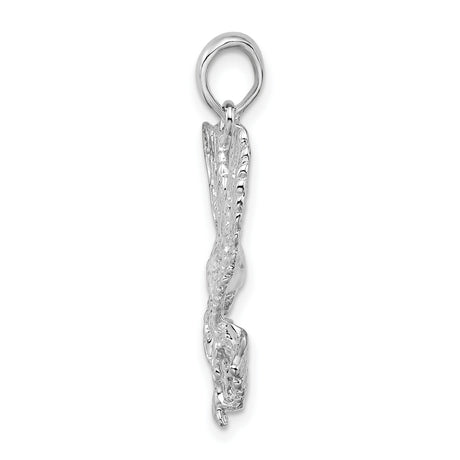 Sterling Silver Eagle Pendant with Outstretched Wings and Talons, Patriotic Design