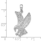 Sterling Silver Eagle Pendant with Outstretched Wings and Talons, Patriotic Design