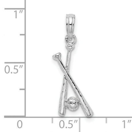 Sterling Silver Baseball Pendant with Crossed Bats and Ball, Unisex Sports Charm